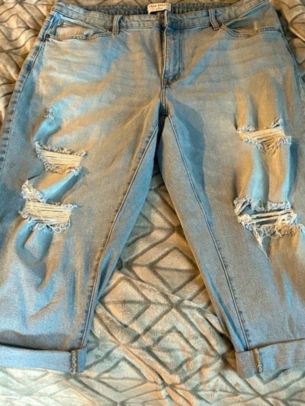 Lane Bryant | Light Blue Distressed Boyfriend Fit Capri Jeans